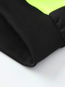 Men's Zippered Pocket Patchwork Stand Collar Leisure Sports Letter Print Casual Pants, Versatile For Daily Wear