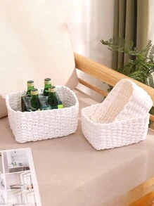 1 pezzo di cestino portaoggetti intrecciato a mano, design intrecciato creativo per cestino portaoggetti per la casa, organizzazione e conservazione domestica, adatto per soggiorno, camera da letto, dormitorio e accessori per ufficio, decorazione per la casa, decorazione in stile fattoria, Cestino portaoggetti in erba marina in stile boho con accenti in legno e rattan, decorazione moderna per patio e giardino