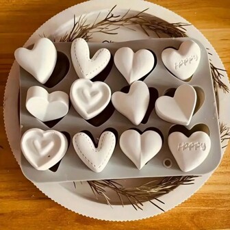 1 Set Of Silicone Heart-Shaped Molds, Suitable For Resin, Candle Or Soap Making - 12 Heart Shapes/6 Heart Shapes, Ideal For Valentine's Day, Birthday, New Year, Christmas, Wedding Theme Decor