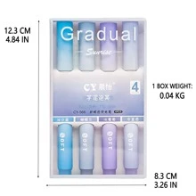 Black Banana 4 Pcs Marker Pen Highlighter Eye Protection Gradient Color Hand Account Student Conference Pen Large Capacity - 1 SET/ 4 PCS - View 3