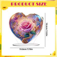 Kit décoratif de peinture de diamants 5D Rose Flower, fournitures d'art de mosaïque de broderie de diamants de forme spéciale DIY, décoration murale, stimulant la créativité, convenant à la maison, la fenêtre, le jardin, la porte - Cadeau de vacances