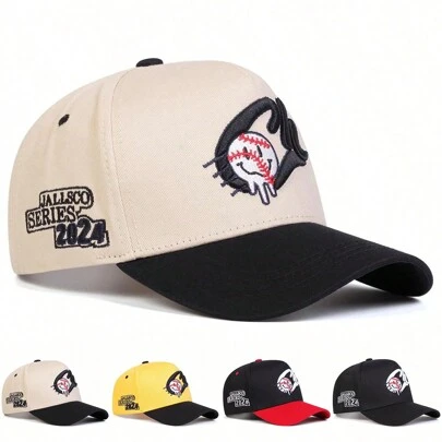 1 件男士棒球帽，带刺绣设计，可调节透气户外运动帽，适合春季、秋季旅行、度假、海滩