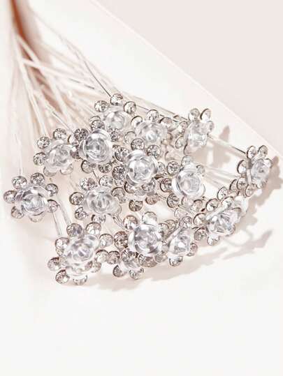 20 chiếc kẹp tóc hình hoa hồng đính đá bằng kim loại dành cho nữ, kiểu dáng thanh lịch, phù hợp cho Ngày Valentine, đám cưới, cô dâu, kiểu tóc búi - Màu xanh navy, phụ kiện đội đầu, tiệc tùng, phụ kiện tóc cho nữ, quà tặng cho phù dâu.