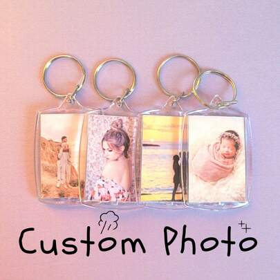 Anpassad 1/3/5 st foto- och textnyckelring, personlig akrylnyckelring, anpassad parnyckelring, fotonyckelring, alla hjärtans dag, födelsedagspresent, årsdagar, parpresent, färgglad, söt, bedårande, rolig, kawaii, år 2000, snygg, unisex, casual, anpassad, personlig, unik, anpassad, perfekta presenter till honom, perfekta presenter till henne, pojkvän, flickvän, familj, vänner, delikat romantik, för kontoret, för skolan, för klassrummet, för lärarpresenter, för universitetet, för kollega, för studenthem