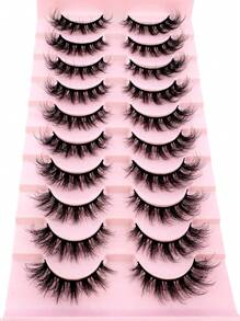 Pestañas postizas de 8D esponjosas de piel de marta falsa, pestañas postizas 3D de ojos de gato, pestañas voluminosas de aspecto wispy, 10 pares de pestañas postizas, juego de pestañas de ojos de manga