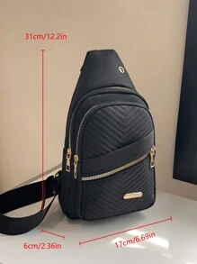 休闲百搭胸包，简约健身便捷户外旅行单肩斜挎包 - 黑色 - 查看 8