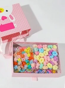 VBOOR 750pcs/Set Cute Hair Accessory Gift Set, Includes Candy-Colored Mini Hair Ties, Flower Mini Hair Clips, Bean Hair Clips, Suitable For Girls And Women, Daily Styling Matching, Sweet & Lovely Styles - Birthday Gift, Valentine's Day Gift Valentines