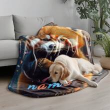 Soft Warm Personalized Raccoon Flannel Blanket - Machine Washable, Suitable For All Seasons, Perfect For Sofa, Bed, Travel, Office - Unique Gift Idea - Multicolor - View 5