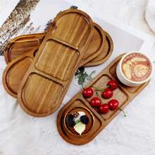 Wooden Plate, Fashionable Wooden Tray - Perfect For Nuts, Snacks And Tea - Coffee Dining Plate - Unique Home Decor Accessory - Kitchen/Dining Room Serving Tray - Brown - View 5