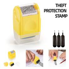 4Pcs ID Theft Protection Stamp Security Data Defender Protect Privacy Roller Set - Amarillo - Ver 1