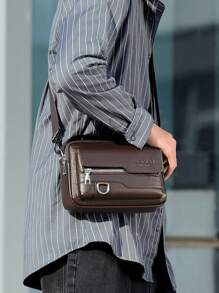 复古男女通用斜挎包，PU 皮革单肩/斜挎包，男士吊带胸包，学生背包，腰包，手提包，多口袋大容量，可调节肩带，方便商务、通勤、购物、赠送朋友和家人、生日、节日 - 彩色 - 查看 7