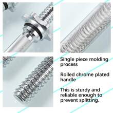 Dumbbell Bar 40cm Long Dumbbell Bar Jujube Core Pure Iron Dumbbell Mercerized Rod Double Nut Connector Accessories - Silver - View 4