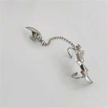 1 pieza Pendiente de clip de oreja de metal color plata vintage punk con flecos asimétricos, joyería de clip de oreja de una sola pieza