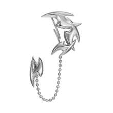 1 pieza Pendiente de clip de oreja de metal color plata vintage punk con flecos asimétricos, joyería de clip de oreja de una sola pieza