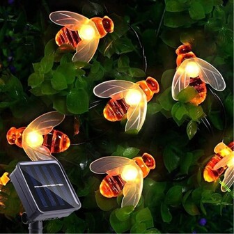 Solar Powered Bee String Lights, 8 Lighting Modes, Cute Bee Lamps, Waterproof Outdoor Lights, Starry Fairy Lights For Party, Garden, Christmas Tree Decoration
