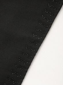 1pc Women's Black Rhinestone Embellished Chiffon Scarf/Neck Wrap, Multifunctional