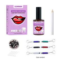 Conjunto de joyas para dientes con varias piedras preciosas de color, extraíbles, fáciles de instalar, hermosas y duraderas, con diamante confiable - Negro - Ver 11