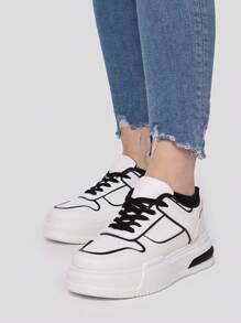 StellaMeli Two-Tone Sneakers In Synthetic Leather - Black and White - View 2