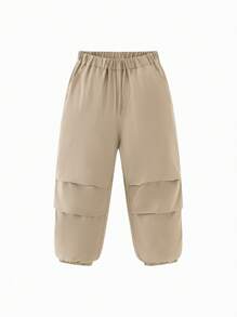 mini bala Kids' Outdoor Elastic Pants, Straight-Leg Tousers - Mocha Brown - View 4
