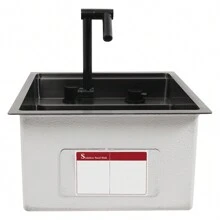 FUTCHOY Fregadero empotrado de acero inoxidable Fregadero de cocina Fregadero con grifo Fregadero de acero inoxidable de 43 * 39 cm Fregadero empotrado Fregadero de cascada Grifo