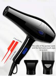 1 pieza Secador de pelo con carcasa de nailon resistente a golpes, alto flujo de aire, control de un solo botón, alta potencia, incluye cepillo de peinado y boquilla concentradora, color aleatorio, enchufe del Reino Unido - Ver 5