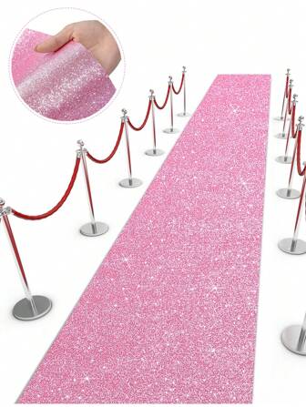 1pc 75*300cm/75*500cm Pink Background Cloth, Shiny Pink Sequin Carpet, Suitable For Wedding, Bridal Shower, Birthday Party, Anniversary, Holiday Family Gathering Backdrop Decor, Outdoor Decor, Wedding Decor, Modern Style Photography Prop