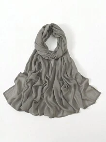 2pcs/1pc Wide-Brim Chiffon Scarf For Women, Fashionable Breathable Long Scarf, Muslim Hijab Headscarf, Suitable For Daily Comfortable And Versatile Wear