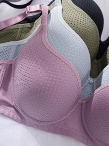 4 stuks comfortabele, veelkleurige ventilerende beugels voor dames, zachte cups, effen bralette, lingerie, ondergoed, bh