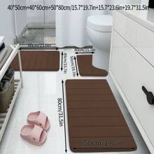 3 件套记忆泡沫浴垫套装：条纹浴室地毯，舒适、吸水、快干，适合家居装饰、女士情人节礼物生日男友女友家居浴室装饰地毯户外地毯门垫秋季装饰浴室配件返校入口装饰 - 3pc橫條壓花 - 查看 18