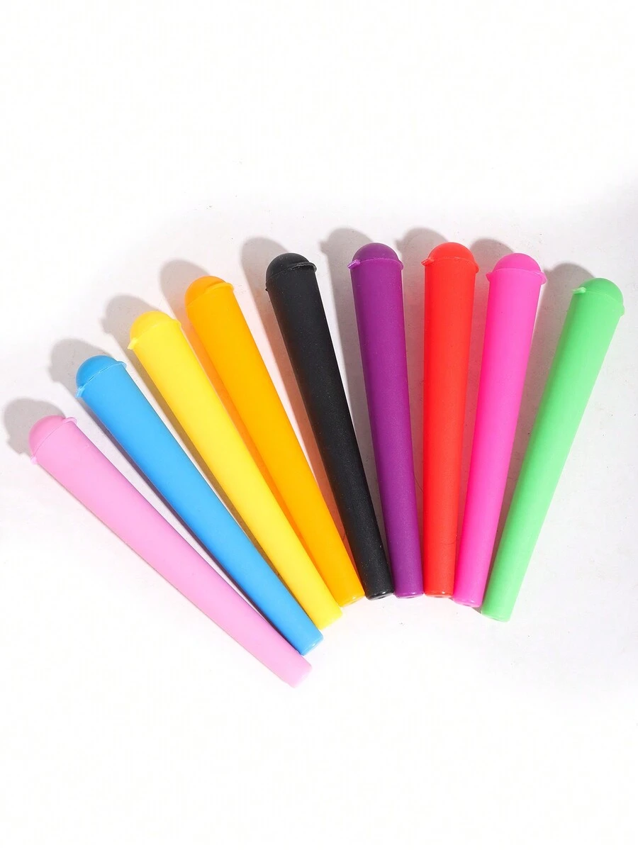 10 件/套硬质 PVC 锥形储存管，锥形支架，适用于各种尺寸的锥体，防震、防潮、防水，便携式烟盒配件，多色组合，理想的节日礼物 - 彩色 - 查看 1