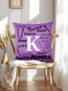 1pc Customized Multi-Text Color Throw Pillow, Personalized Single-Sided Printed Name Cushion Cover, Modern Style Home Decor, Customized Pillow Slip