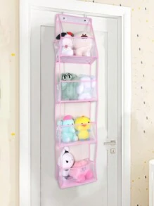 1 pieza 4/6 Niveles Organizador colgante sobre la puerta,organizador de pared colgante para cosméticos, portaobjetos de gran capacidad con bolsillos de malla, bolsa de almacenamiento colgante, para cocina, guardería, baño, armario, dormitorio, pañales de bebé, juguetes de niños. (4/6 capas de malla rosa)