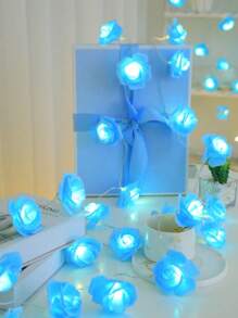10/20/40pcs Blue Rose String Lights, LED Flower Lights For Girls Room Decor, 6.6/9.8/19.68ft, Birthday, Party, Wedding, Valentine's Day, Proposal Romantic Decor Lights, USB/Battery Powered (Batteries Not Included) - Blue - View 2