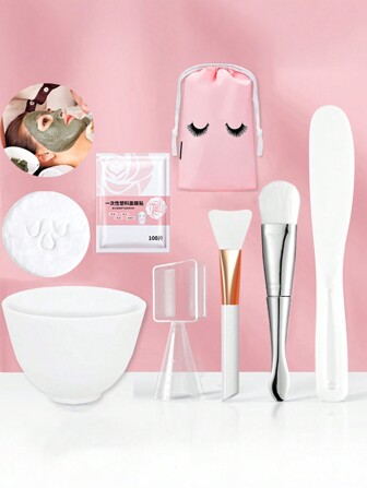 HMQ beauty 硅胶面膜搅拌碗套装搅拌棒水疗工具美容院碗勺面膜泥膜刷硅胶面部美容工具（6/7件）