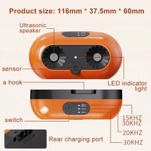 迷你驱狗器 - 超声波驱狗器、便携式驱狗器、狗止吠装置、带 LED 灯的手持式狗吠控制器 - 止吠训练器、宠物训练、保护自己免受攻击性狗的侵害 - 亮橙色 - 查看 7