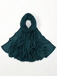2pcs/1pc Wide-Brim Chiffon Scarf For Women, Fashionable Breathable Long Scarf, Muslim Hijab Headscarf, Suitable For Daily Comfortable And Versatile Wear