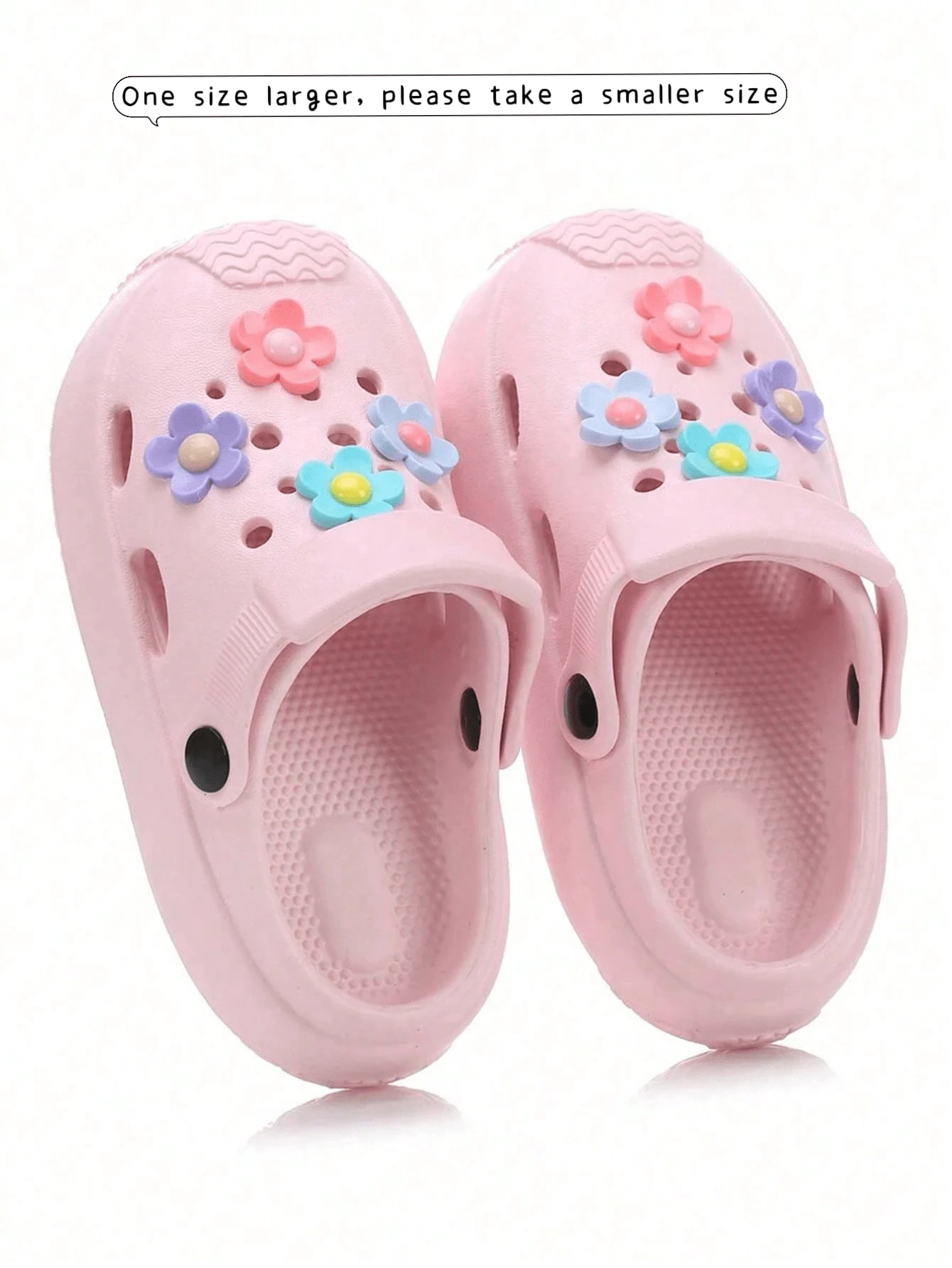 全新花卉装饰可爱婴儿镂空木屐,舒适 EVA,幼儿镂空木屐凉鞋沙滩拖鞋 - 粉色 - 查看 1