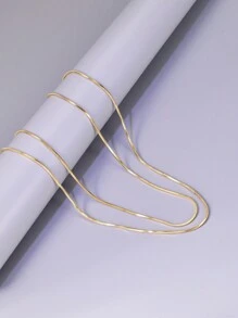 1 件不锈钢长项链，18K 镀金 120 厘米双层扭曲蛇骨链，女士日常佩戴项链 - 金色 - 查看 4