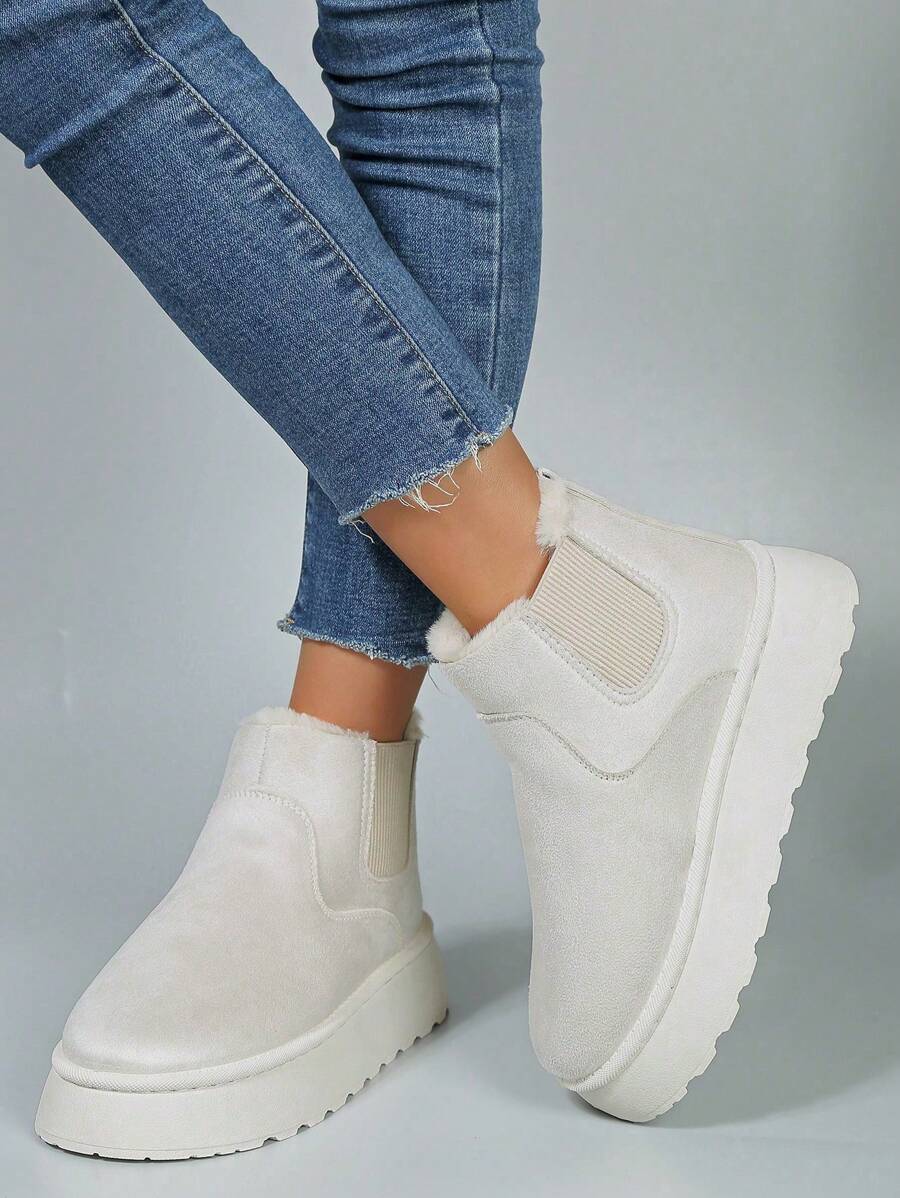 Botas de nieve para mujer cómodas, con forro térmico y antideslizantes, de suela gruesa, ligeras y versátiles