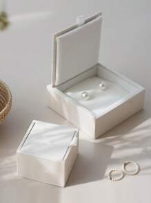 1 Pc Premium White Minimalist Wooden Jewelry Gift Box, For Rings, Necklaces, Earrings, Pins, Jewelry Storage Box, Birthday Gift Packaging