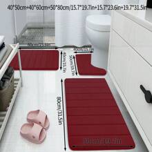 3 件套记忆泡沫浴垫套装：条纹浴室地毯，舒适、吸水、快干，适合家居装饰、女士情人节礼物生日男友女友家居浴室装饰地毯户外地毯门垫秋季装饰浴室配件返校入口装饰 - 3pc橫條壓花 - 查看 17