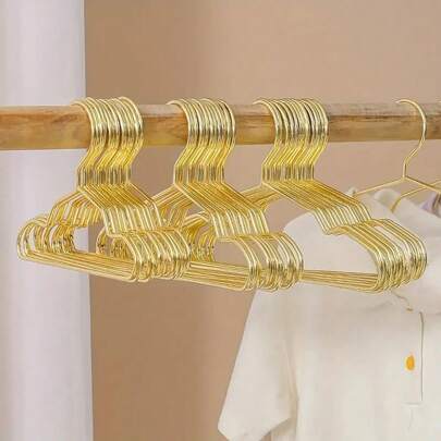 10pcs Golden Mini Metal Hangers Arrived, With Kids Or Pets At Home, Clothes Drying Worrying You? Don't Worry! The Mini Hangers Are Small, Exquisite And Super , Perfectly Fit For Small Clothes.,Spring,Minimalist,Summer Tops