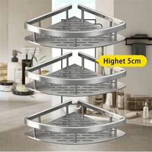 1 pieza Estantería triangular multifuncional para baño y cocina, estantería de almacenamiento de esquina montada en la pared para el baño, organizador de suministros de baño, estantería de almacenamiento de cosméticos, estantería de almacenamiento de esquina para la cocina sin necesidad de taladrar, de vuelta al colegio