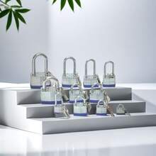 2 Pieces Laminated Steel Key Lock, Outdoor Padlock, Lock Set With Key, Key Padlock - Blue - View 1