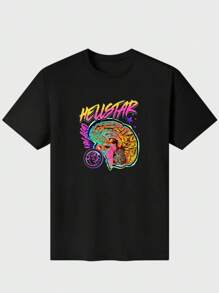 Sopula Fun Color Brain Graphic , Soft & Lightweight Skin-Friendly 100% Cotton T Shirt - Black - View 1