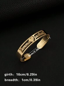 Pulseira Personalizável Aberta de Aço Inoxidável Dourada com Nome de Casal, Presente Personalizado Feito sob Encomenda para Dia das Mães/Dia dos Namorados/Aniversário/Aniversário, para Amigos/Colegas/Formandos/Família, Presente de Natal Premium