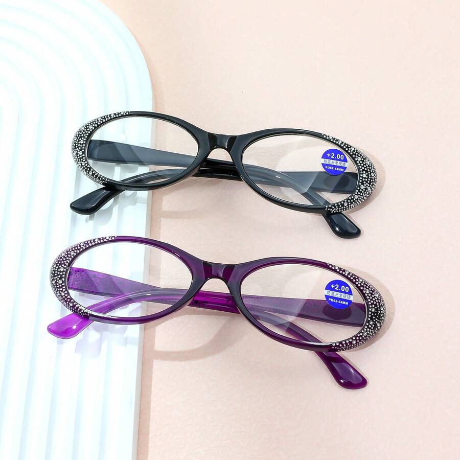 新款时尚镶钻老花镜，男女款，舒适年轻，个性化眼镜 - clear - 查看 1