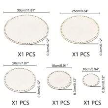 5pcs Unfinished Wooden Crochet Basket Bases - Blank Round Art Board, Suitable For DIY Knitting And Handicraft Projects
