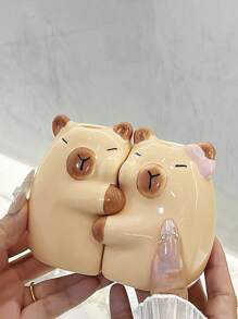 1pc INS Style Cute Capybara Ceramic Toothbrush Holder, Couples Toothbrush Stand, Bathroom Vanity Toothbrush Organizer, Lovely Electric Toothbrush Holder Base, Holiday Gift For Boyfriend And Girlfriend