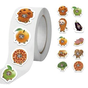 500pcs/Roll Funny Cute Cat Stickers, Graffiti Stickers For DIY Scrapbooking Laptop Water Bottle Bicycle Car Notebook Cup Helmet Phone Tablet Decor,School Supplies,Back To School
